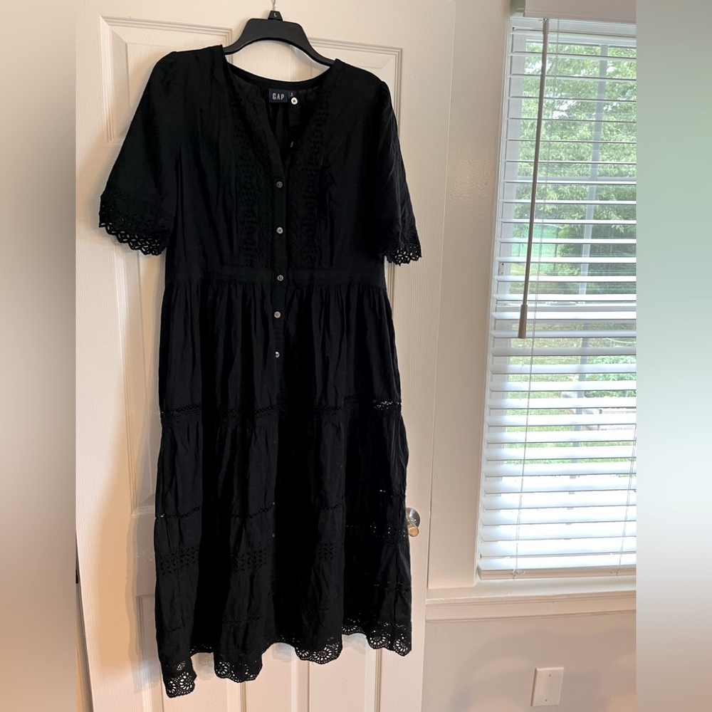 Elegant Black Lace Trim Dress